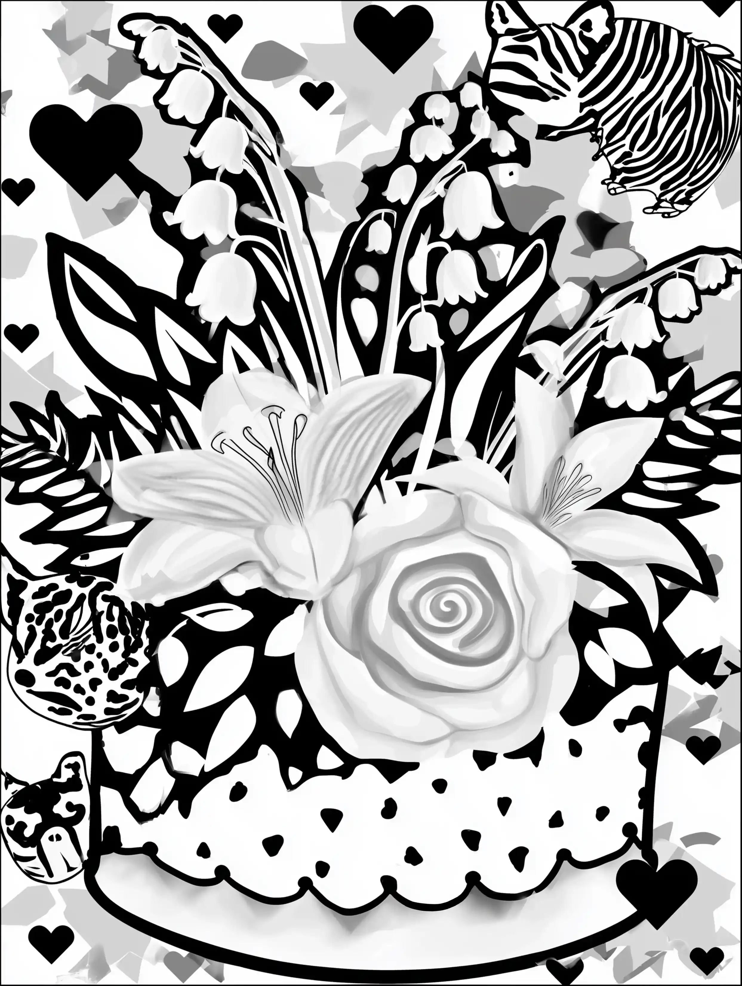 Free printable coloring pages floral featuring a black and white floral coloring page